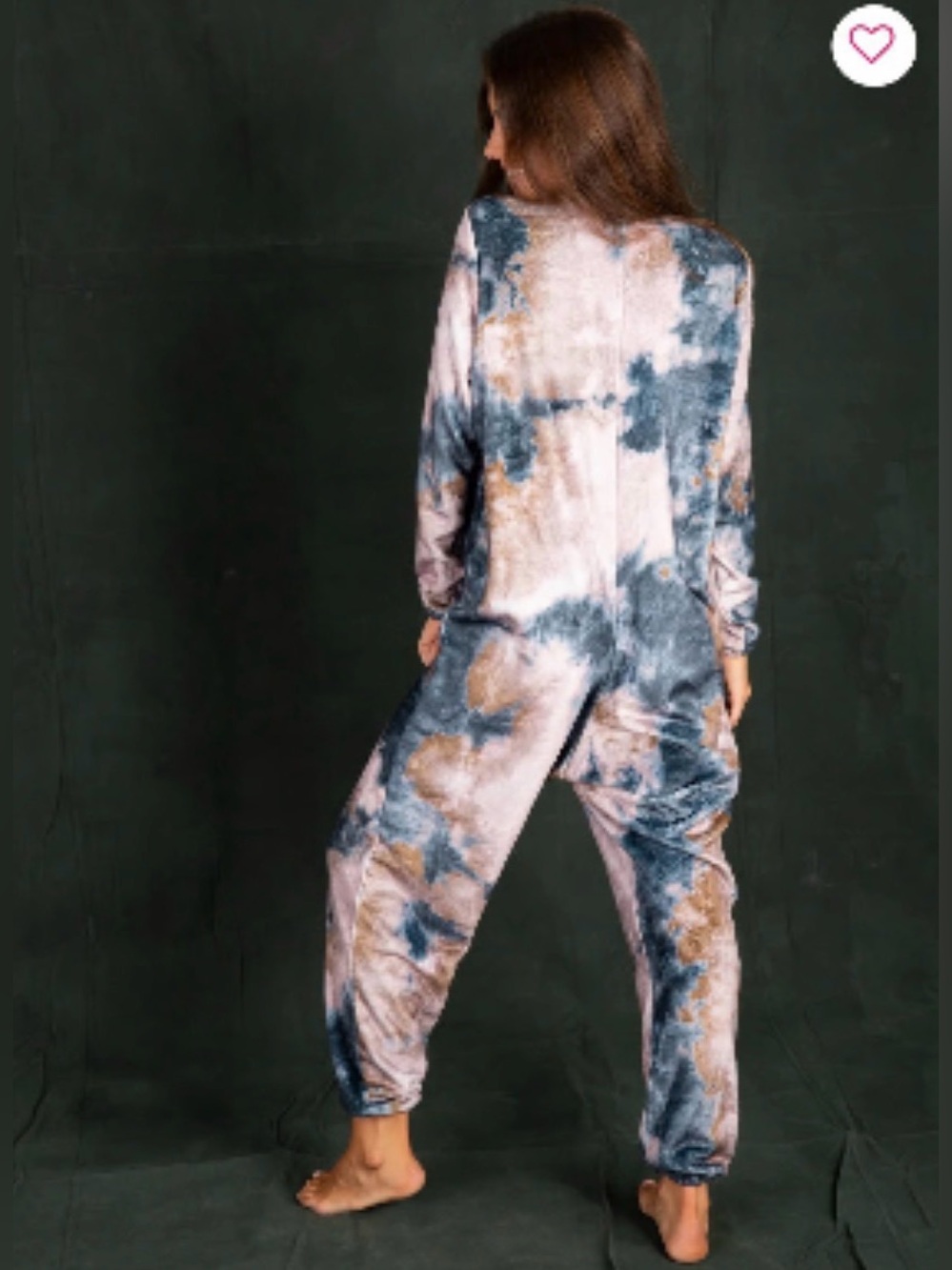 Natural Life Cozy Fleece Tie-Dye Onesie of Lounge Jumpsuit - Picture 2 of 4